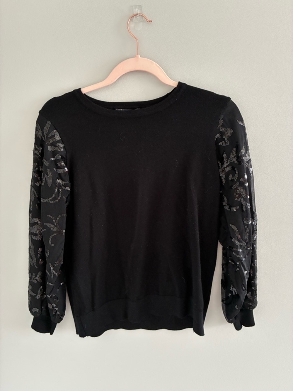 Adrianna Papell Black Crewneck Top